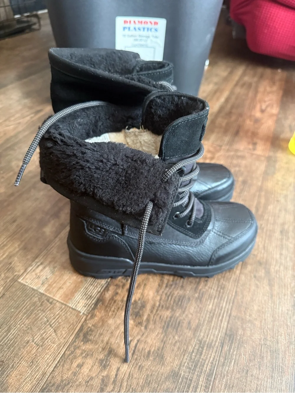 UGG Women's Black Lace-Up Insulated Winter Boots